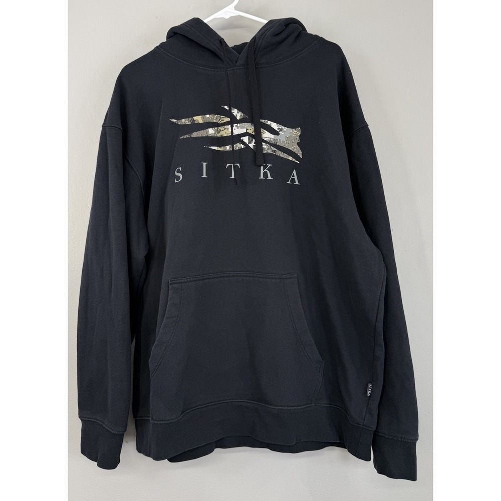 Sitka Pullover Hoodie Sweatshirt Mens XL Front Spell Out & Logo Graphic